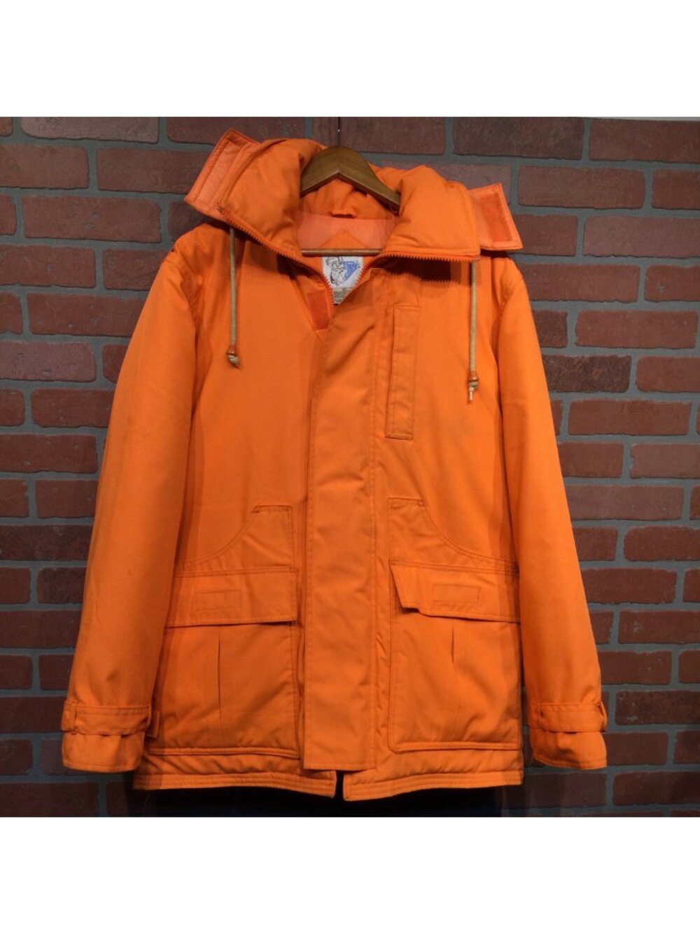 Vintage Trophy Club High Viz Orange Hunting Jacket L Hooded Insulated Pockets